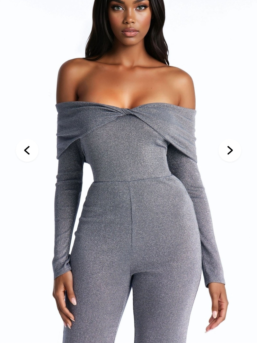 Fashion Nova Off-Shoulder Twist Jumpsuit - Gray